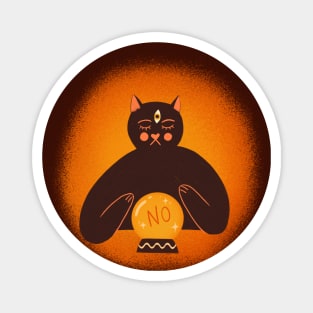 Cute black cat art. Halloween fortune teller illustration Magnet